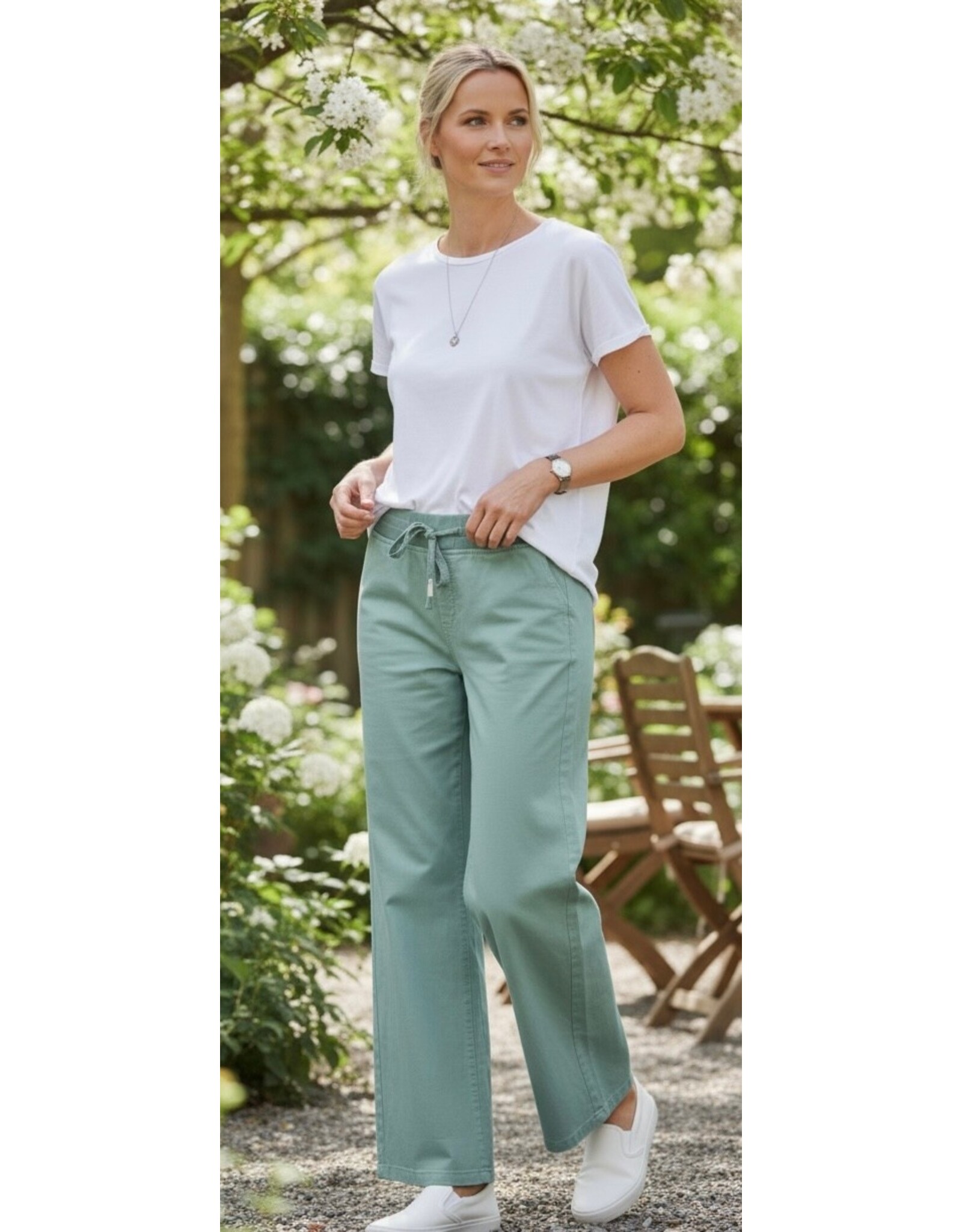 Brussel Broek watergroen met elastiek