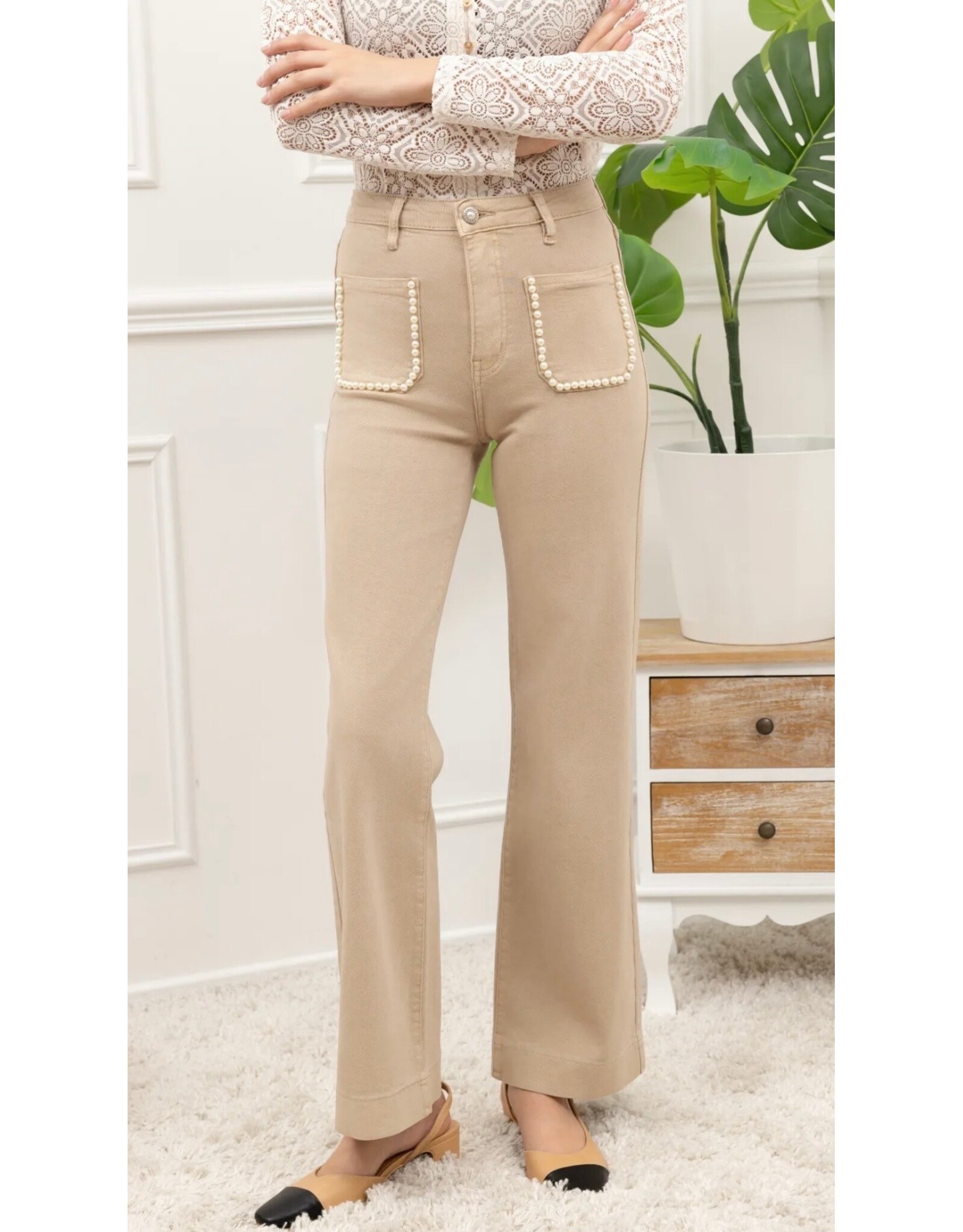 Parijs Broek Folyrose met steentjes