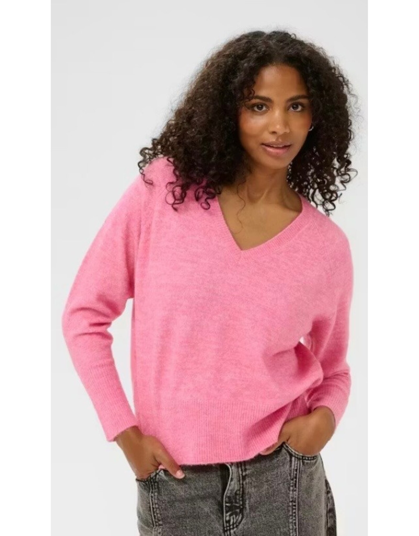 Kaffe Trui Niel V fushia