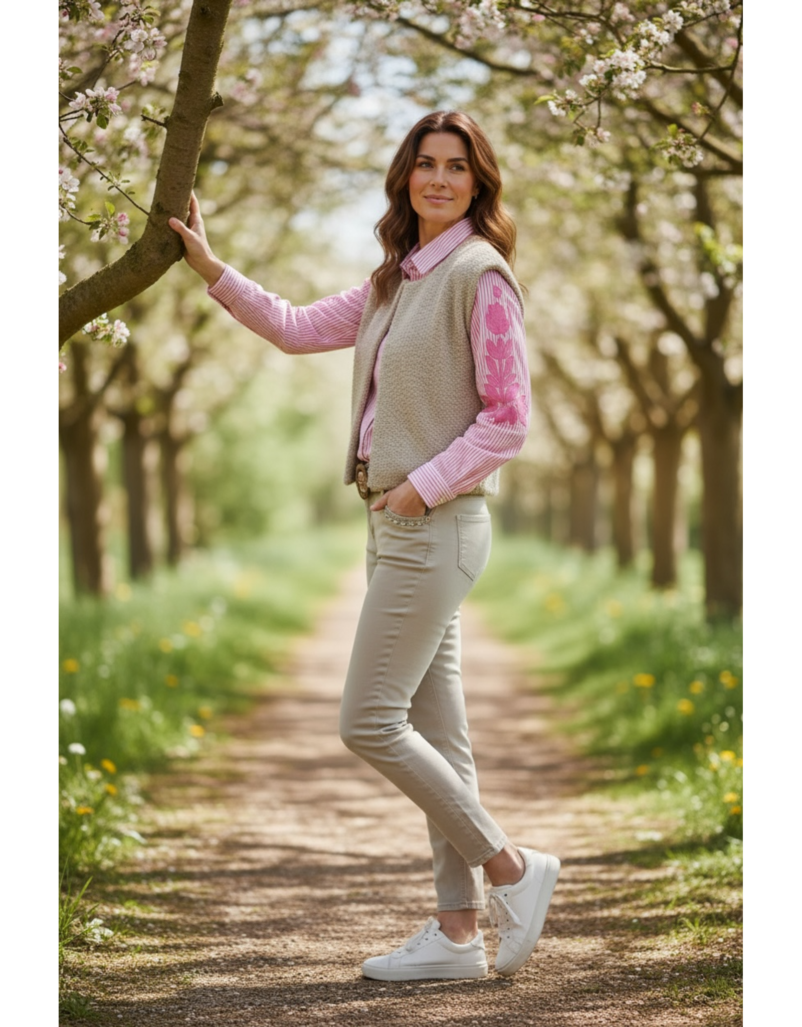 Parijs Bloes joyce gestreept roze&wit