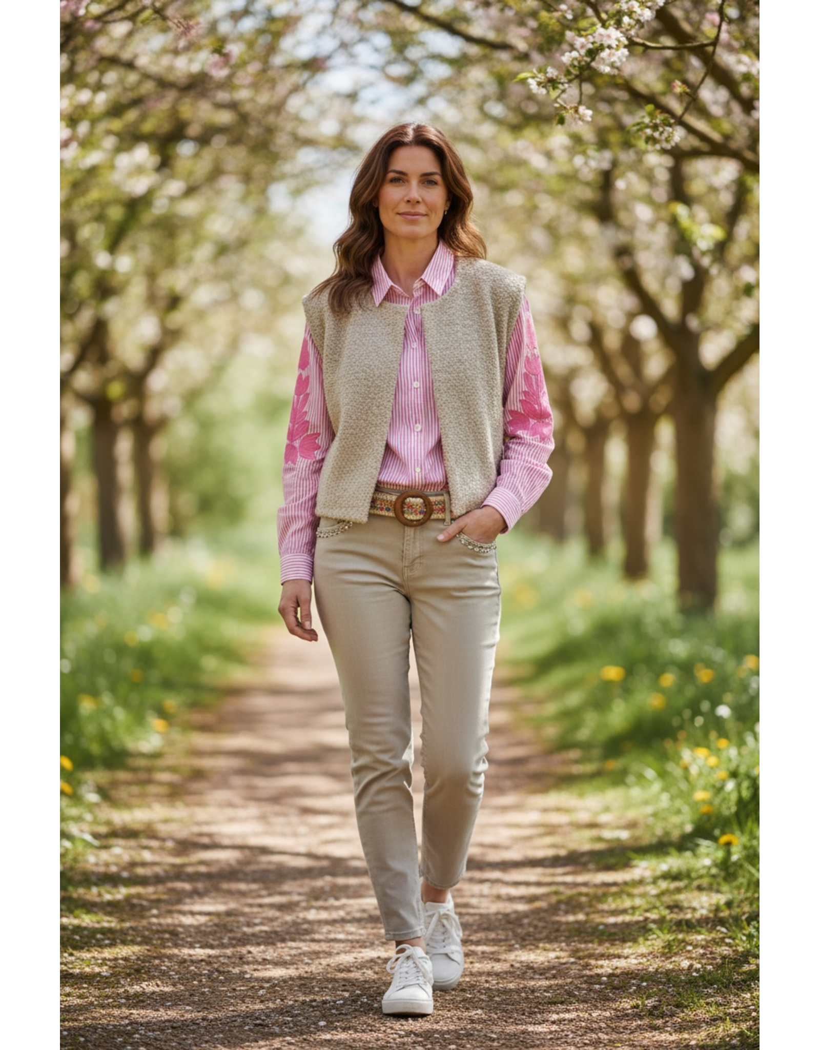 Parijs Broek beige met parels