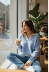 Brussel Trui sandra blauw/geel