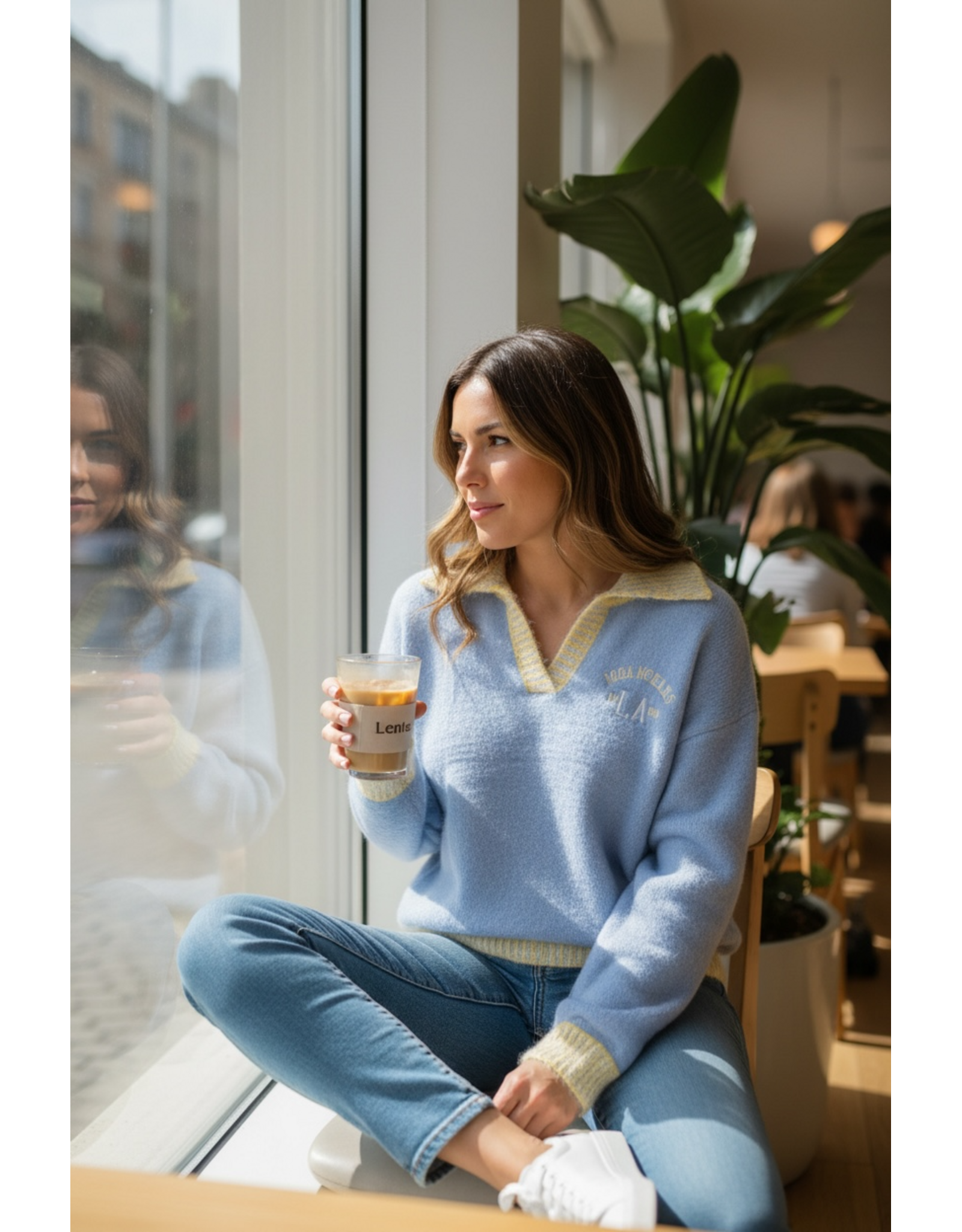 Brussel Trui sandra blauw/geel