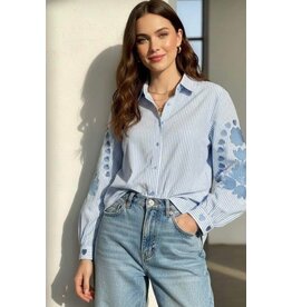 Parijs Bloes lara gestreept blauw/wit