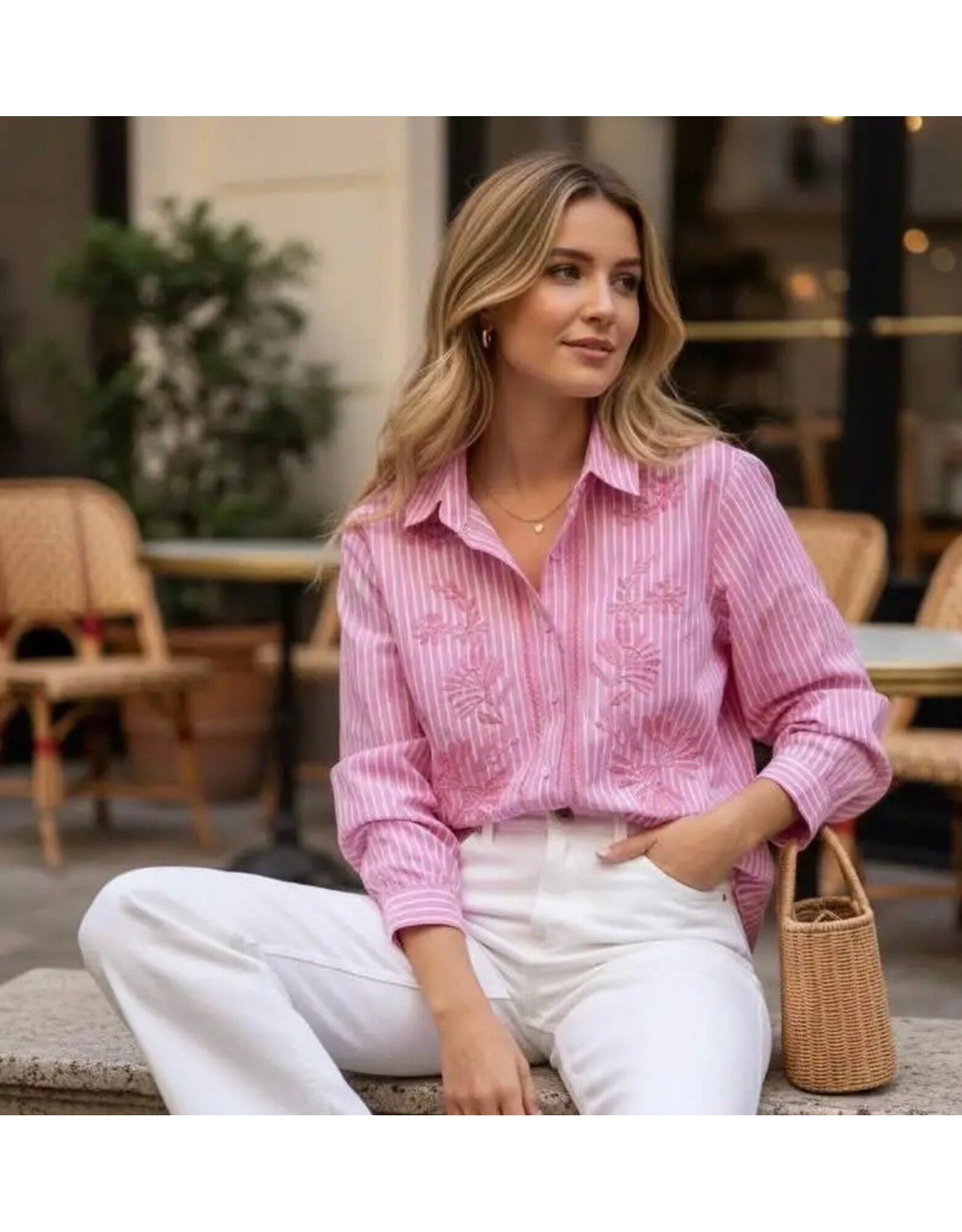 Parijs Bloes sylvie gestreept roze