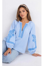 Parijs Bloes nadia lichtblauw gestreept