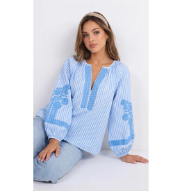 Parijs Bloes nadia lichtblauw gestreept