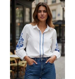 Parijs Bloes petra wit/blauw