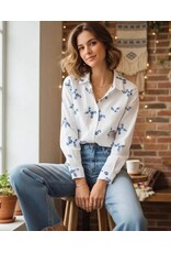 Parijs Bloes cindy wit/blauw