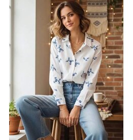 Parijs Bloes cindy wit/blauw