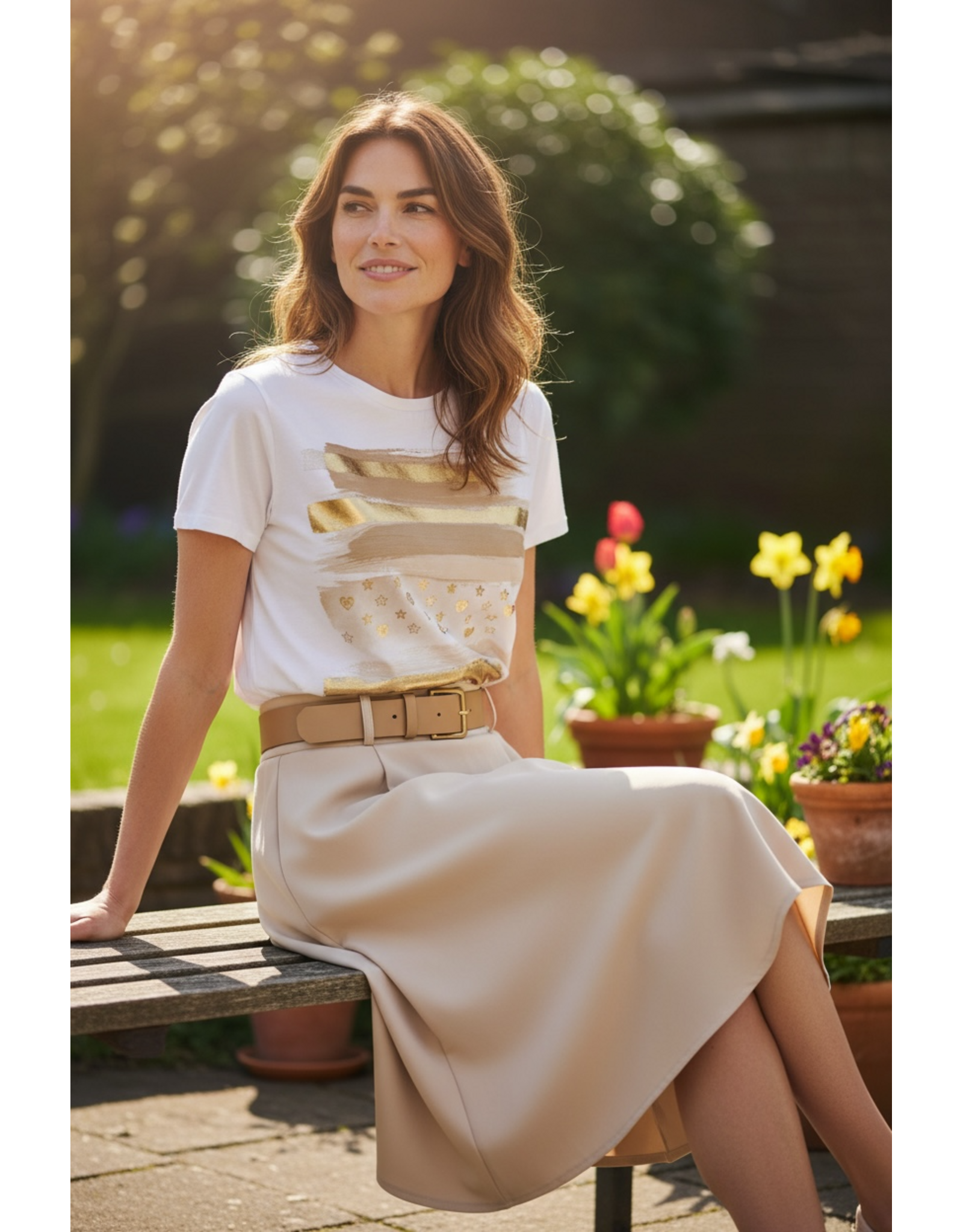 Italie Rok Amber lederlook beige