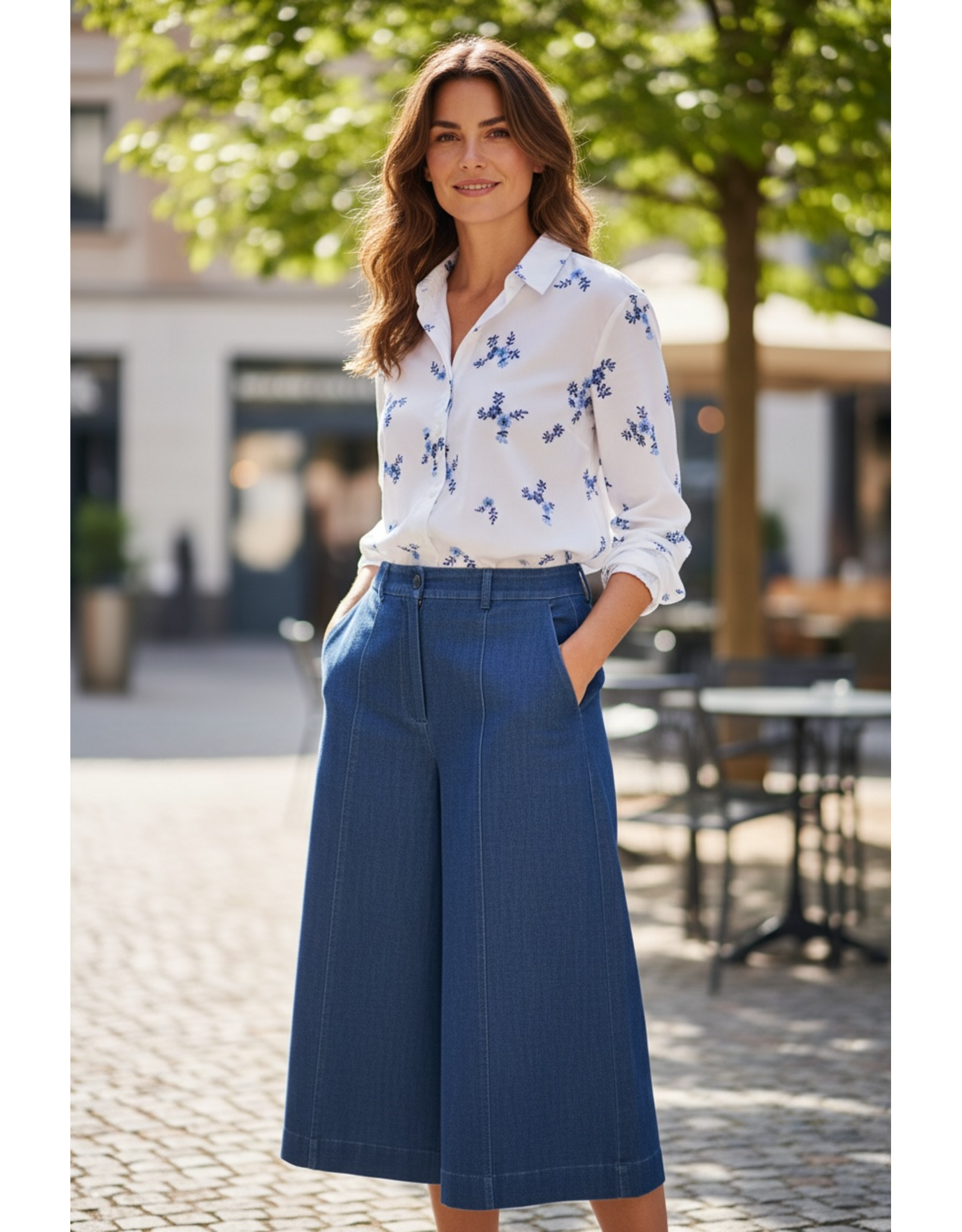 Parijs Bloes cindy wit/blauw