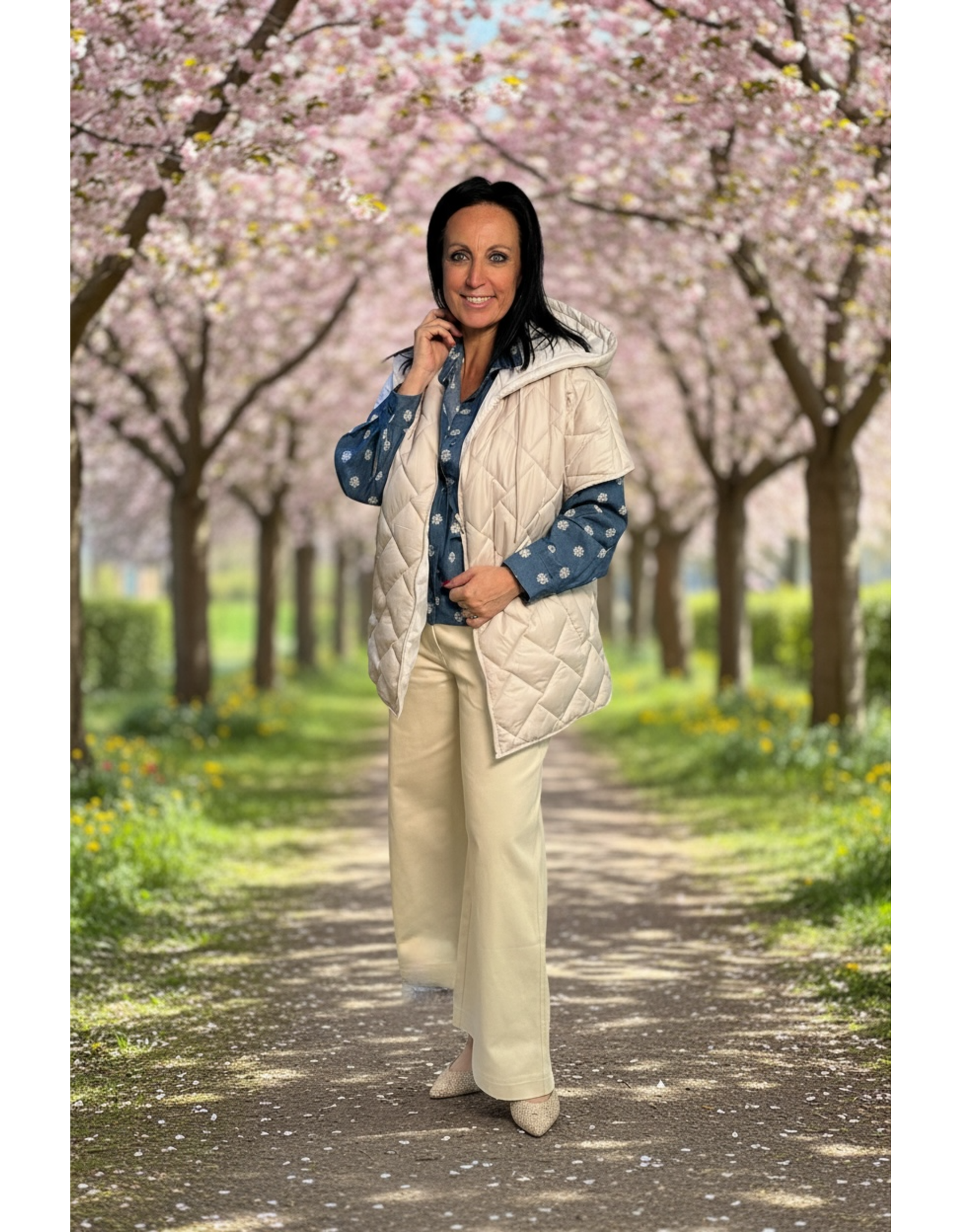 Italie Bodywarmer Luna beige/wit reversible