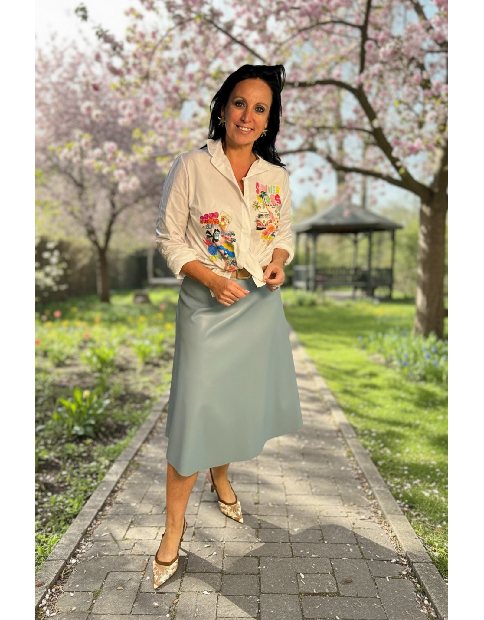 Italie Rok Amber lederlook blauw