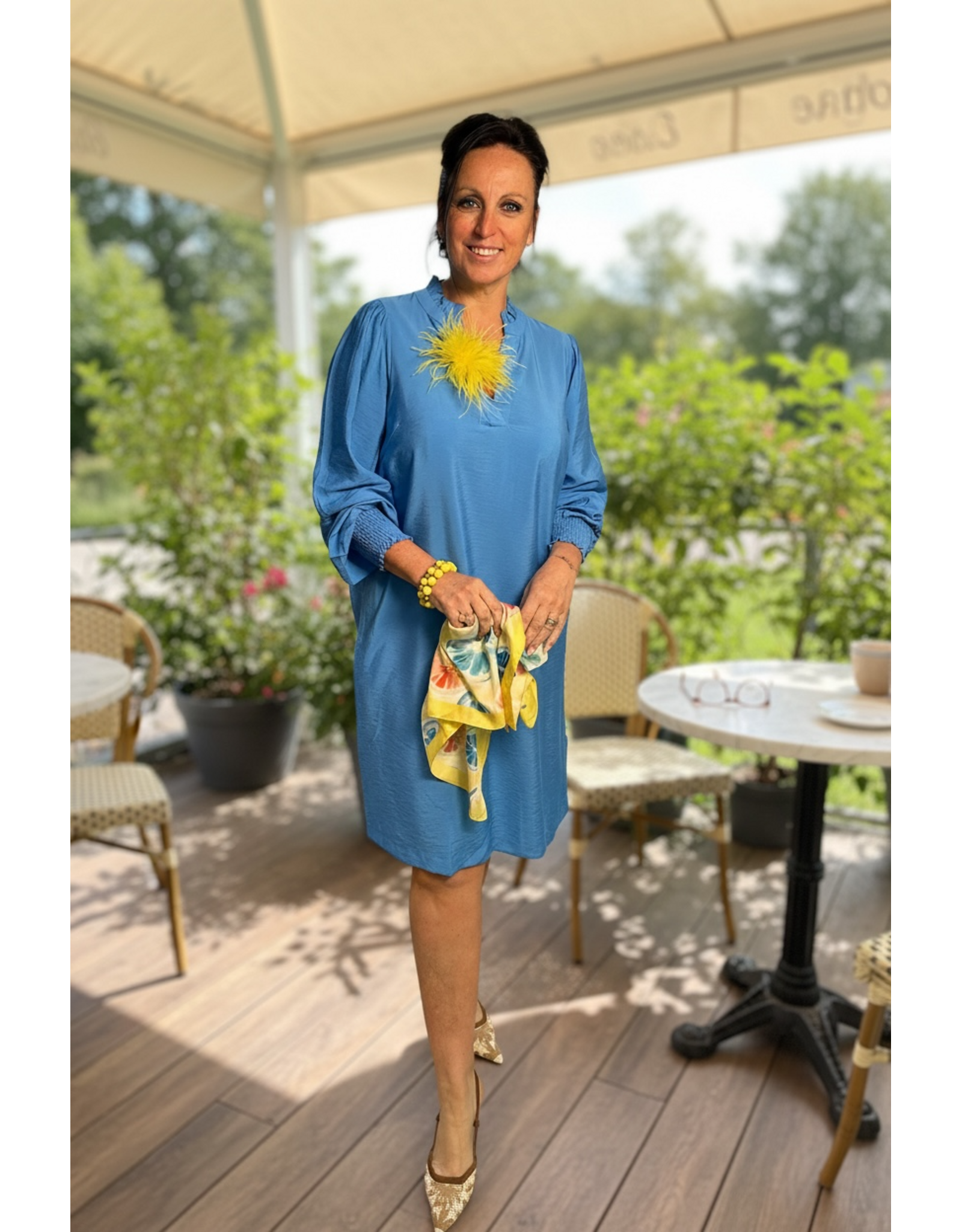 Kaffe Kleed Loni azure blauw