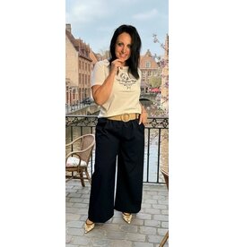 Cream T shirt Joliy navy