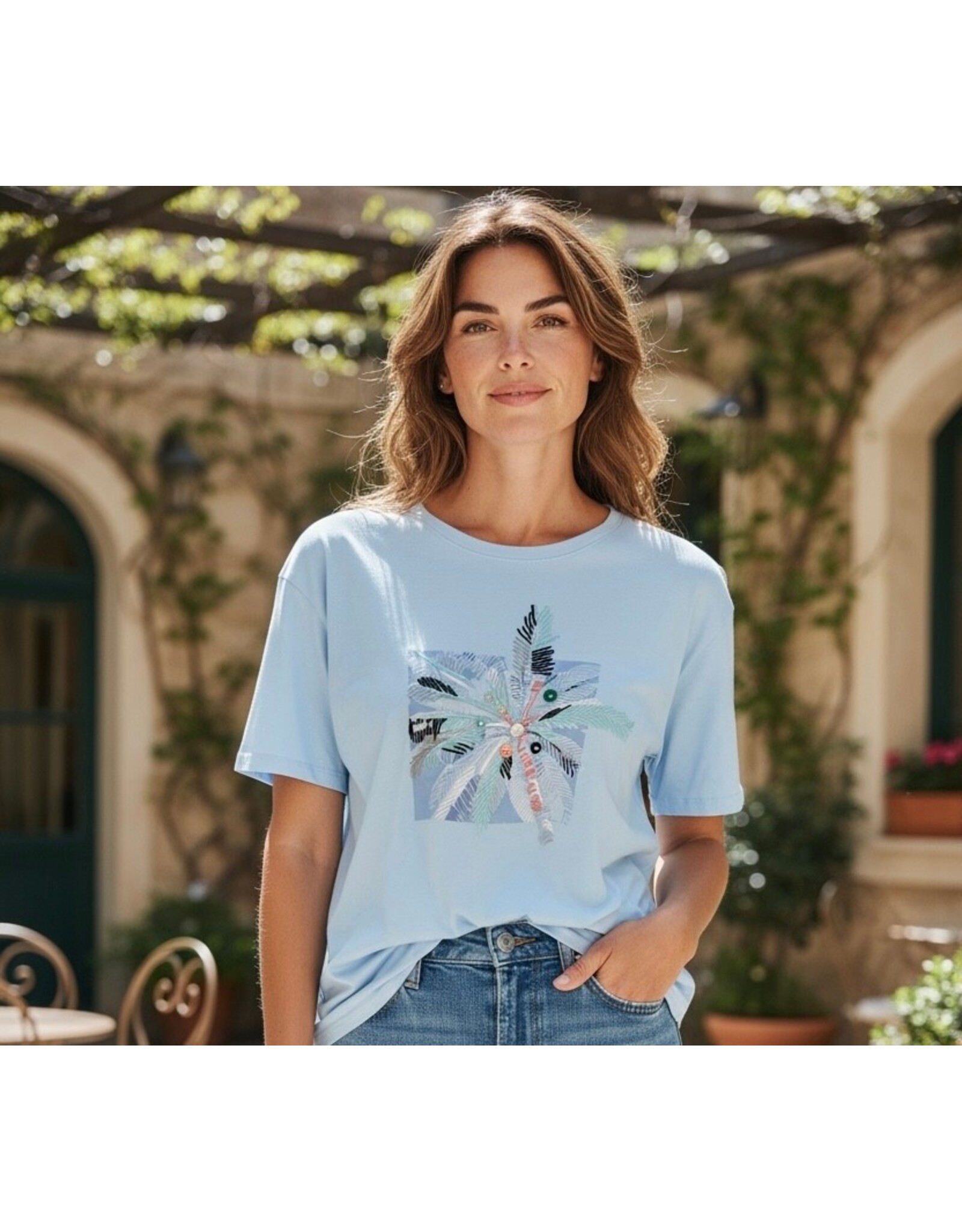 Parijs T shirt soft garden blauw
