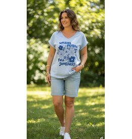 Parijs T shirt sun flower blauw