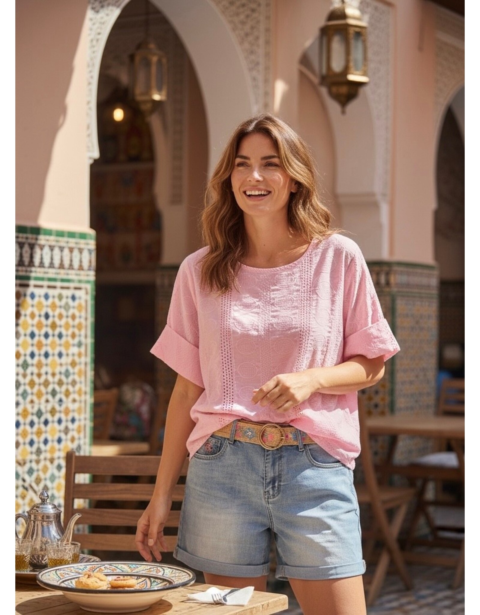 Parijs Bloes blush broderie