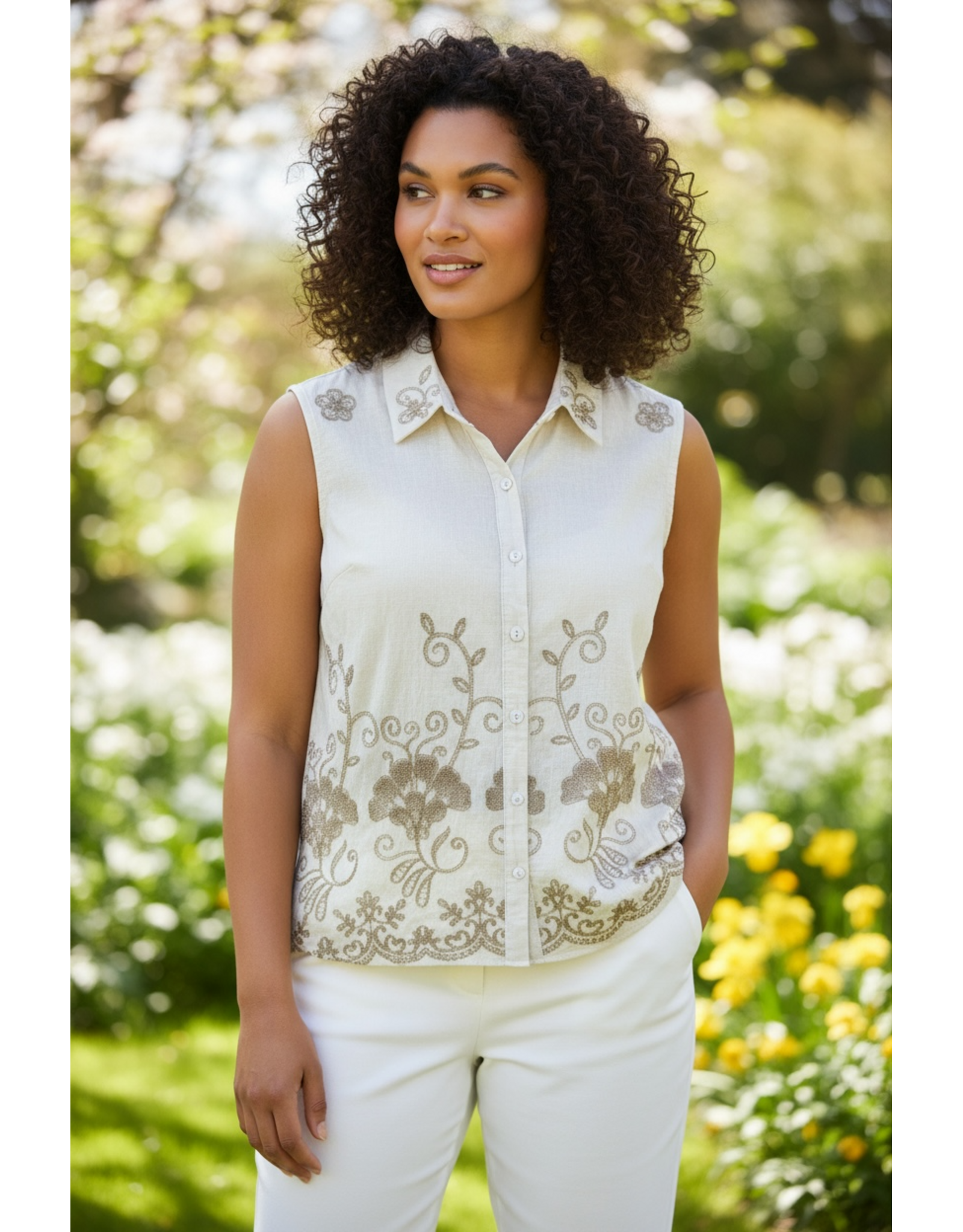 Brussel Bloes manon zonder mouwen /beige