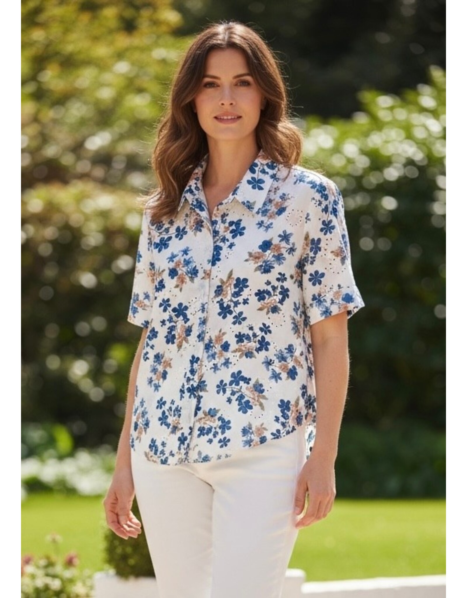 Brussel Bloes eva donkerblauw/bloemen