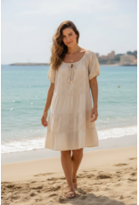 Italie Kleed Isabelle broderie beige