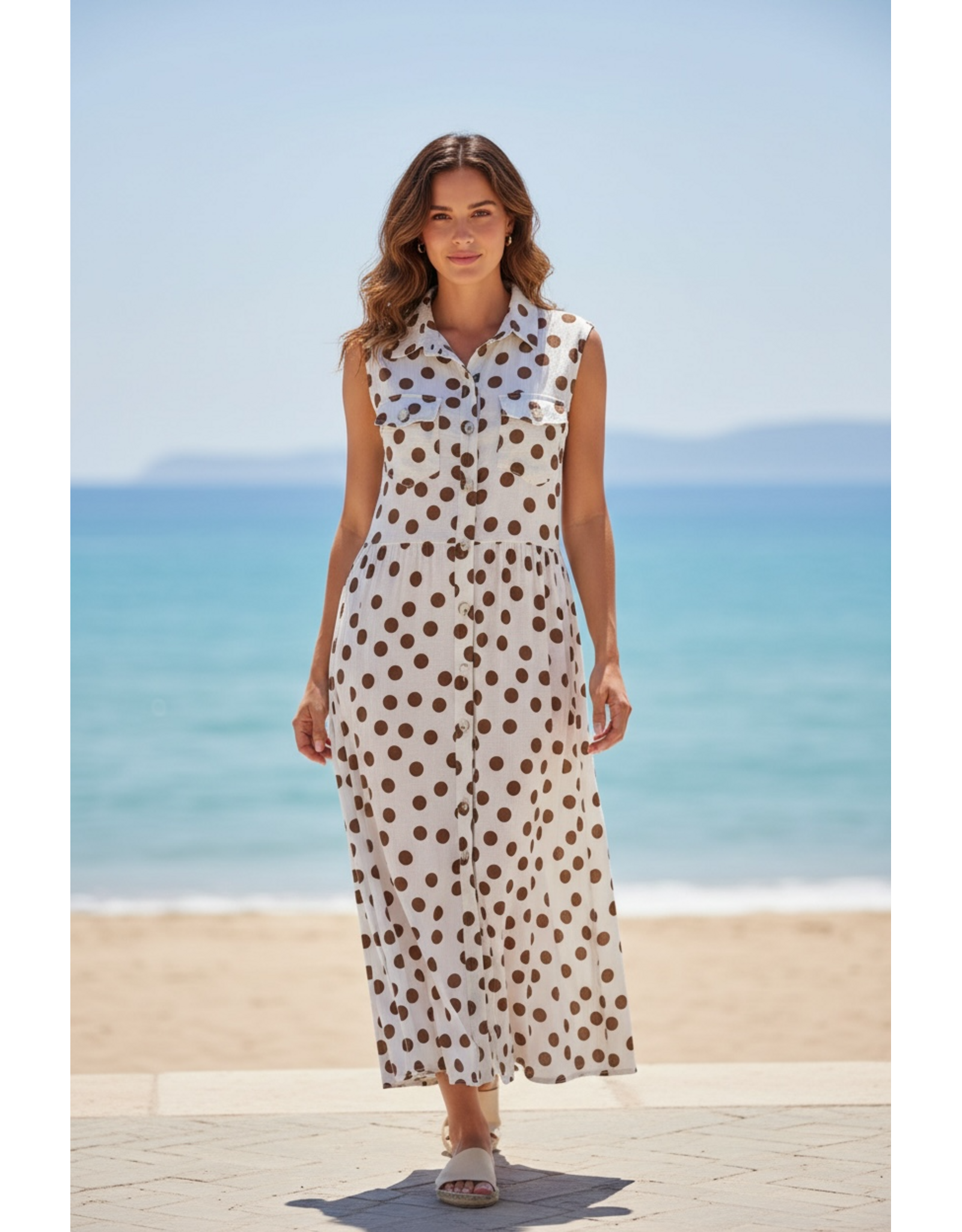 Italie Jurk cindy polka/bruin