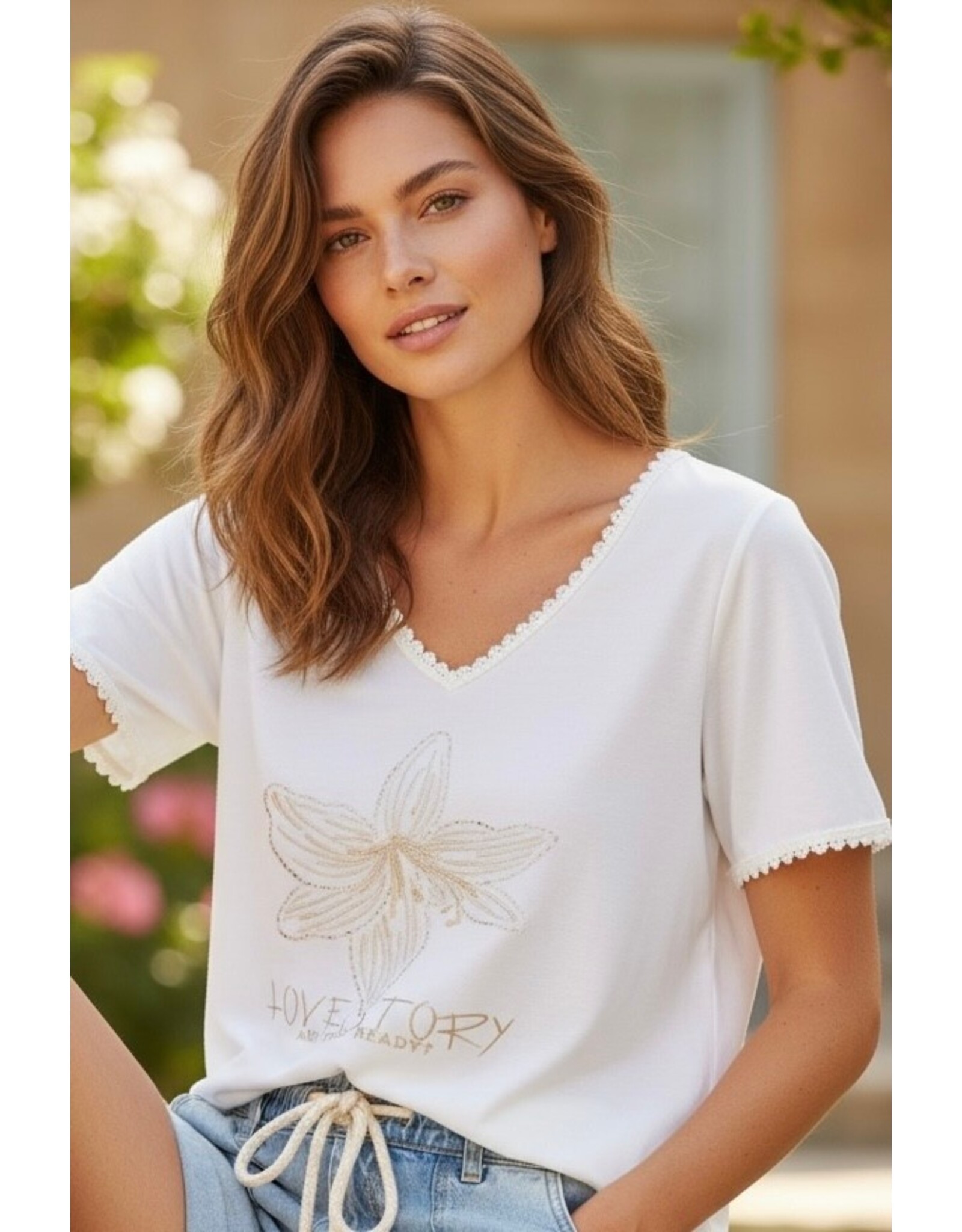 Italie T-shirt linde wit/bloem