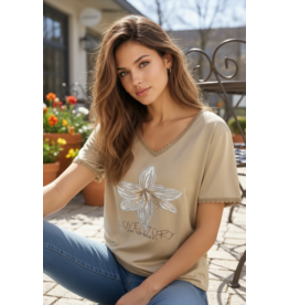 Italie T-shirt linde beige/bloem
