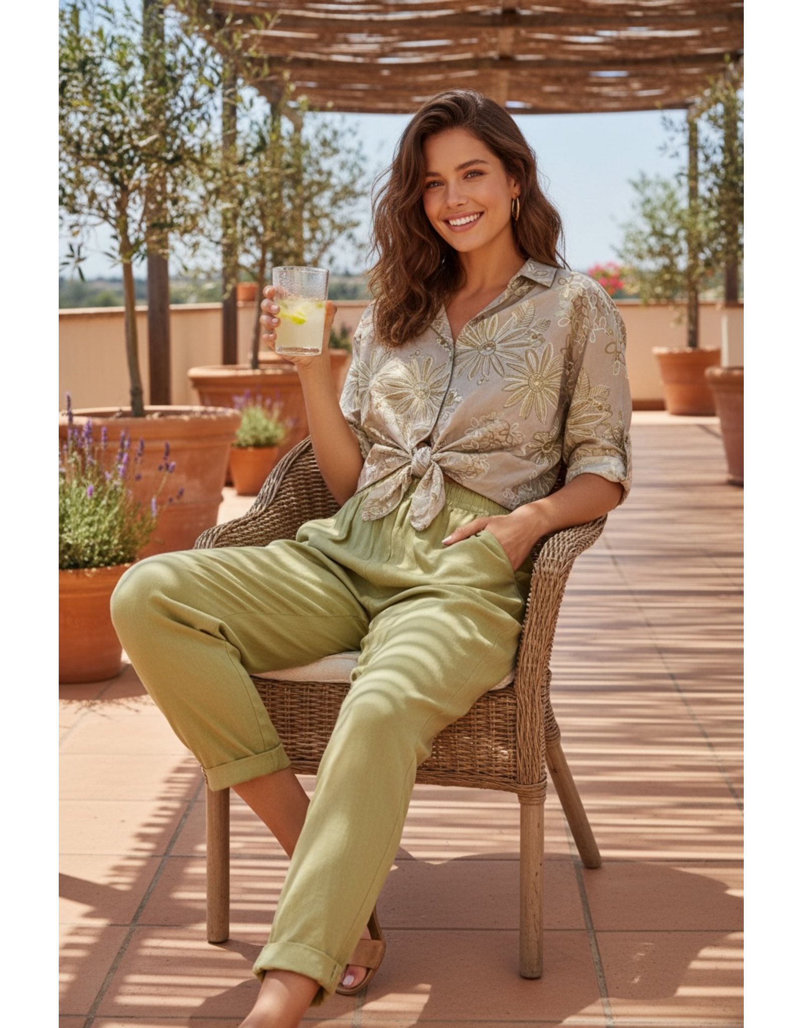 Italie Broek Soft Olive