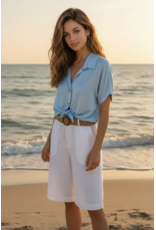 Italie Short wit met elastiek