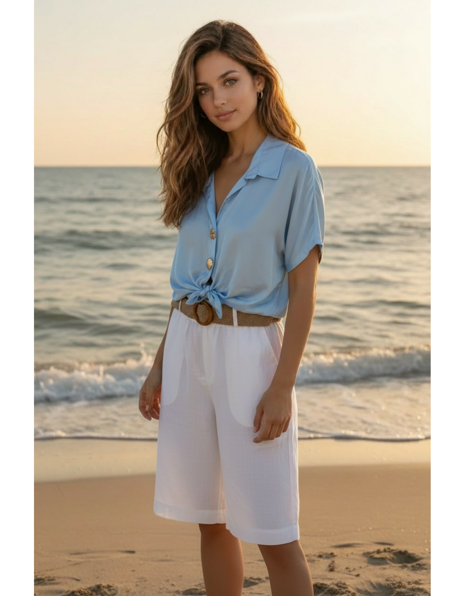 Italie Short wit met elastiek