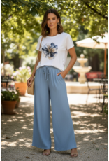 Italie Broek Azure blauw