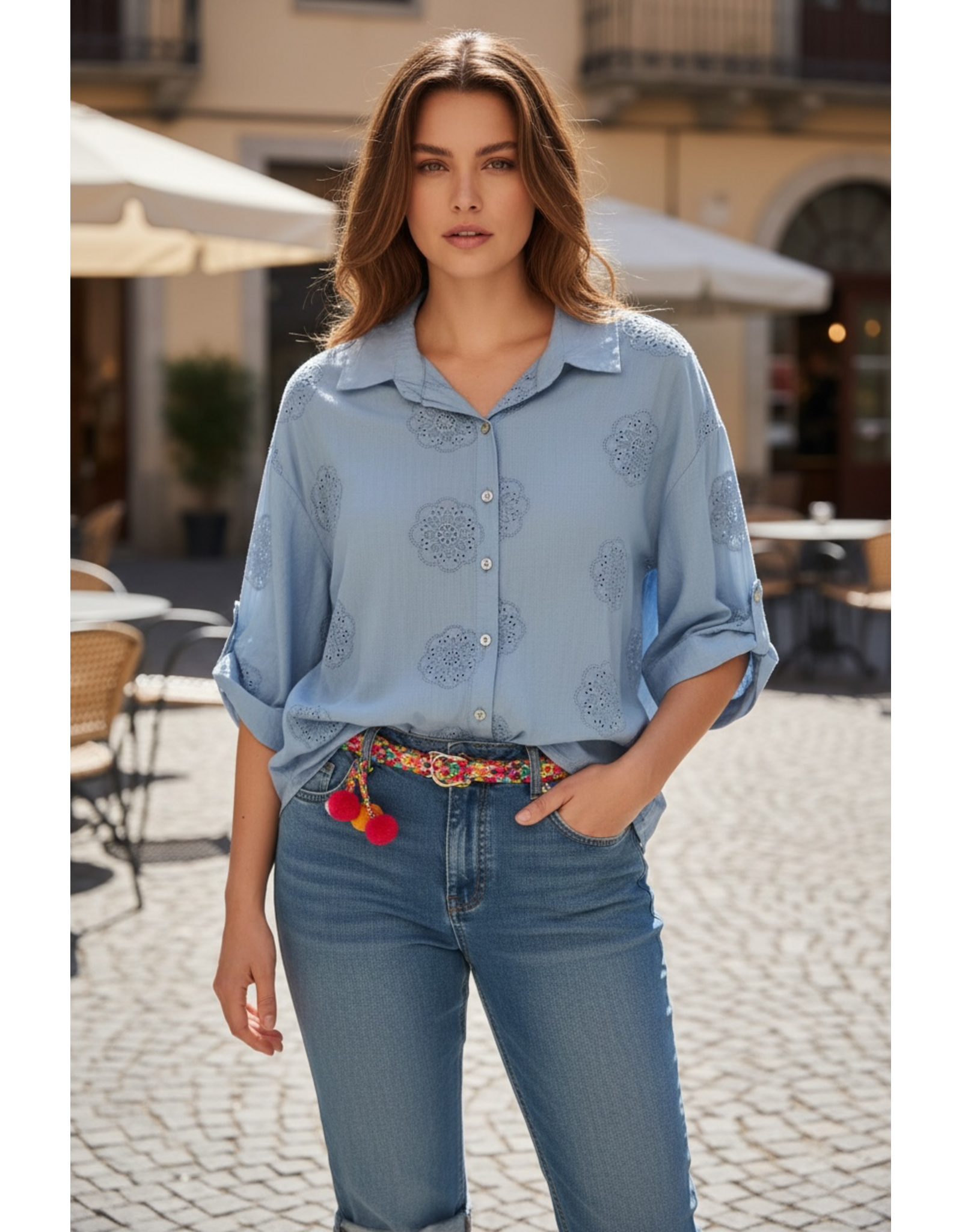 Italie Bloes bella broderie blauw