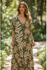 Brussel Kleed Palm escape groen