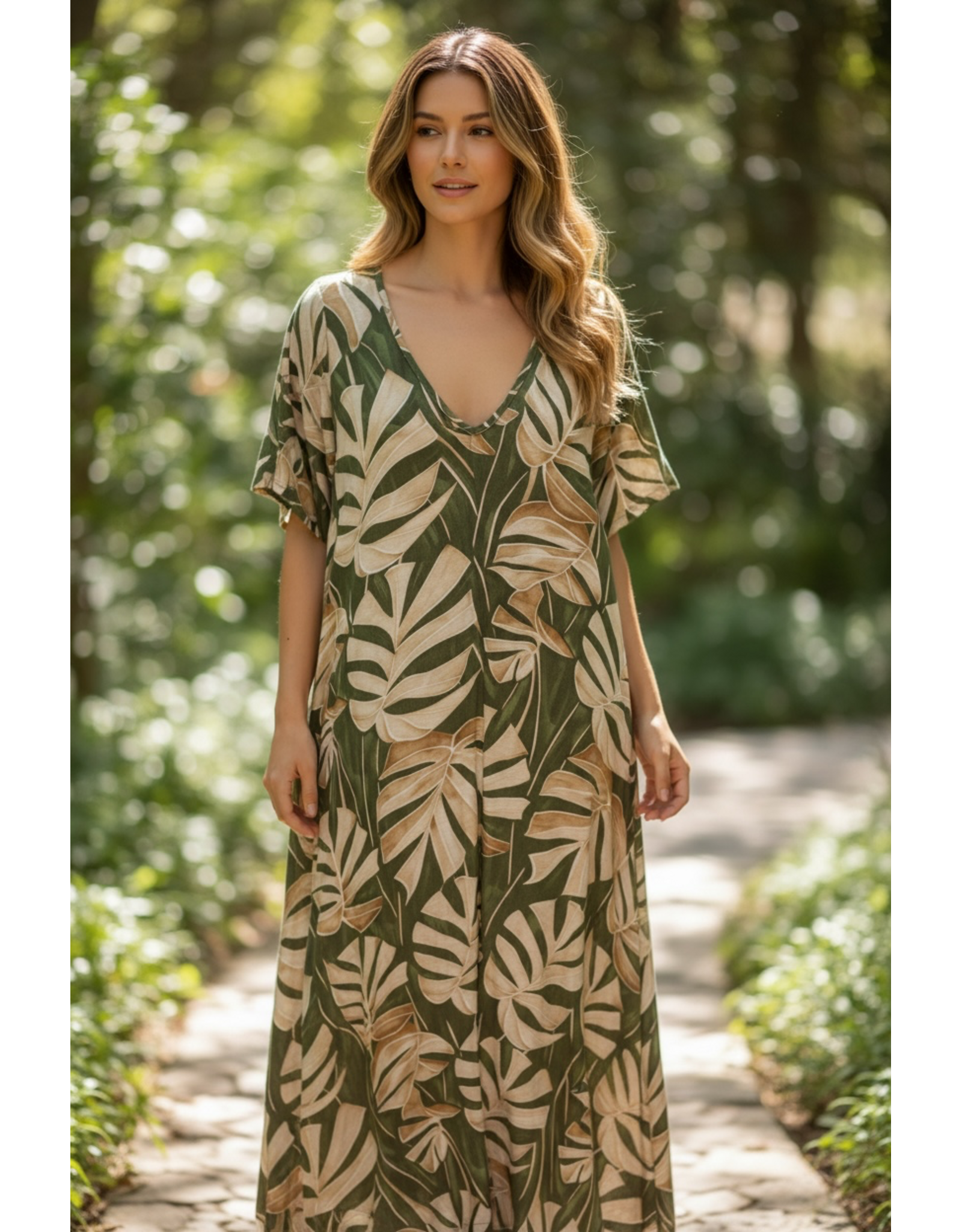 Brussel Kleed Palm escape groen