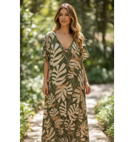 Brussel Kleed Palm escape groen