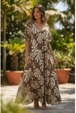 Brussel Kleed palm escape bruin