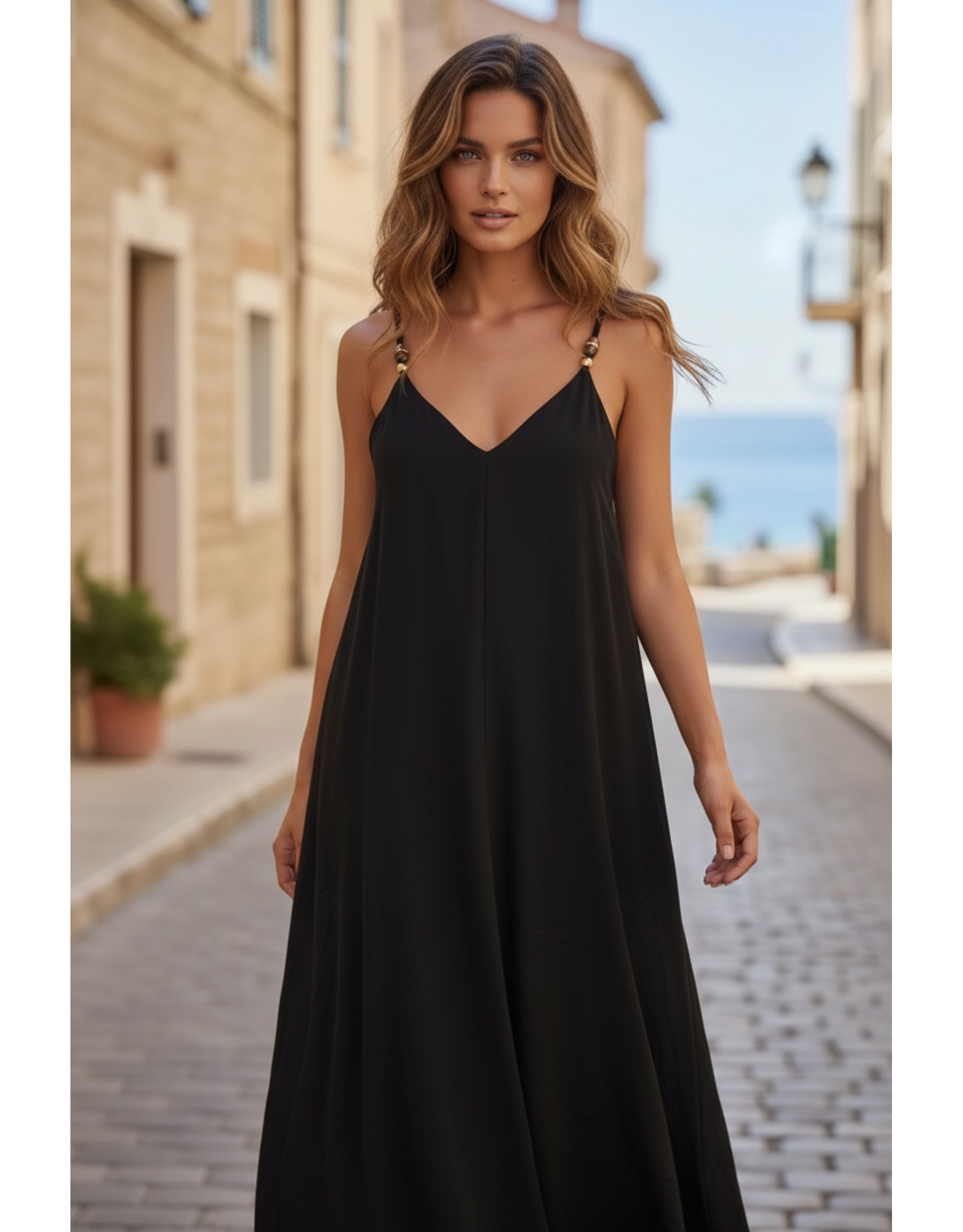 Brussel Kleed Noa maxi zwart