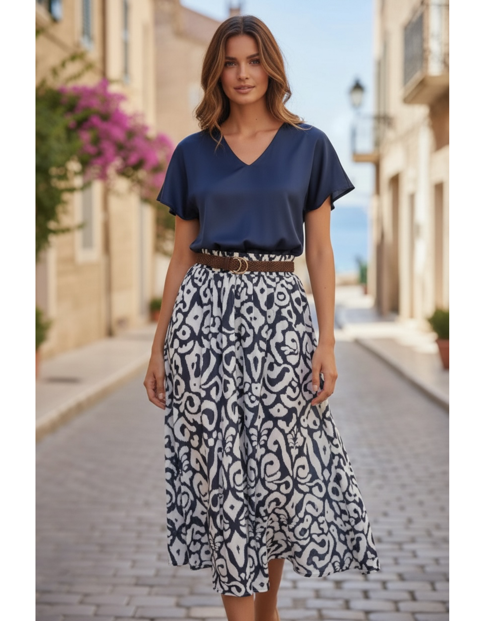Brussel Bloes Noa satin blauw
