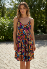Brussel Kleed Tropical bloom blauw