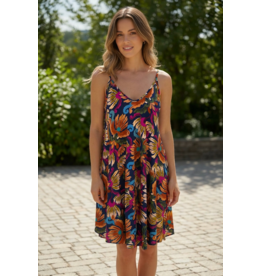 Brussel Kleed Tropical bloom blauw