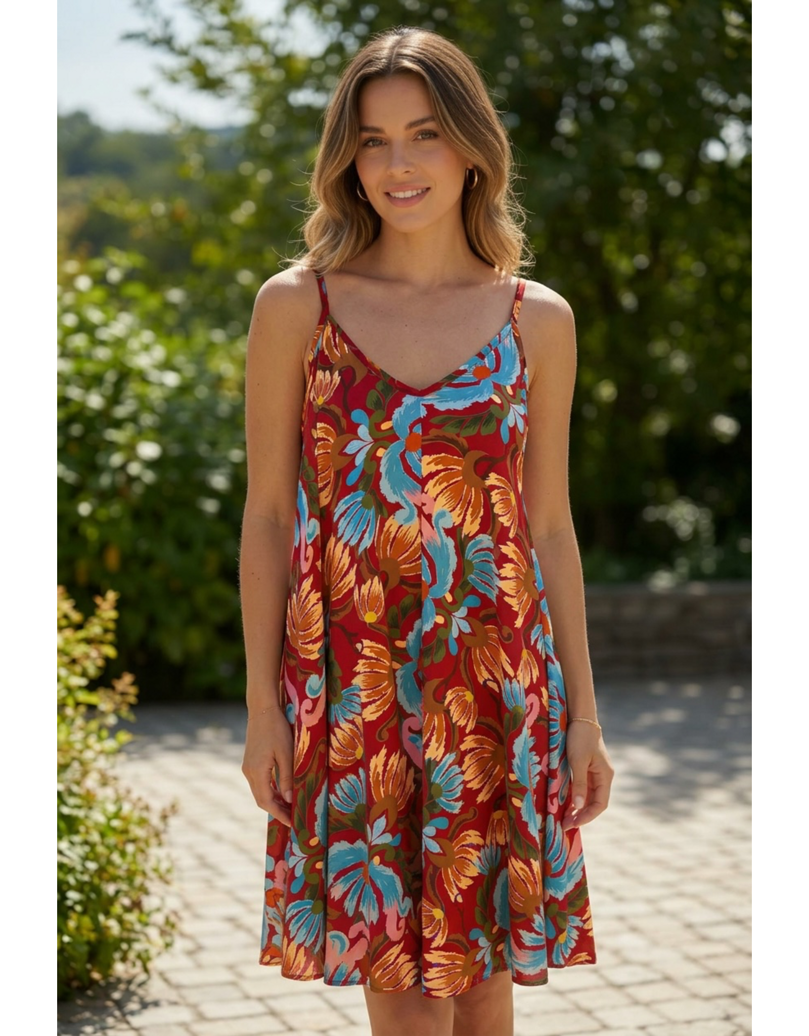 Brussel Kleed tropical bloom rood