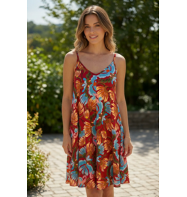 Brussel Kleed tropical bloom rood
