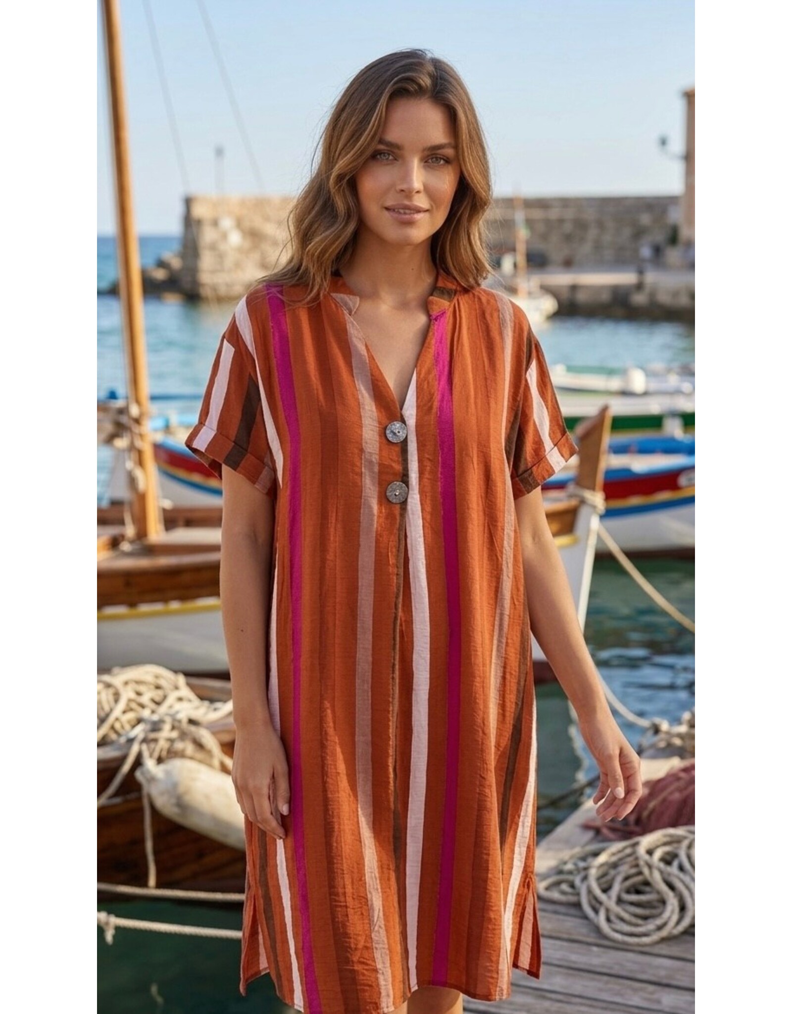 Brussel Kleed terracotta/fushia