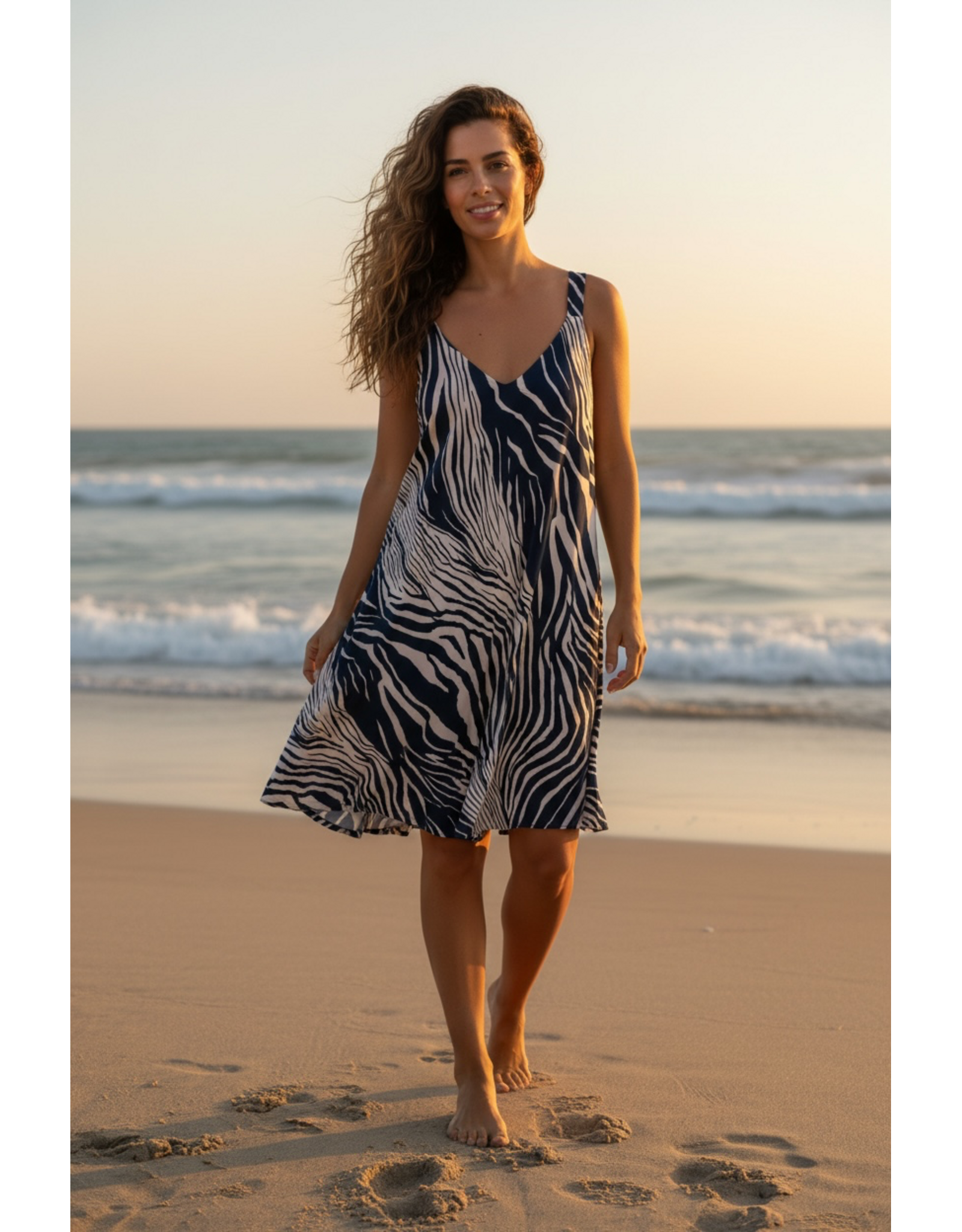 Brussel Jurk zebra blauw