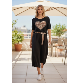 Italie Trui zwart leopard/hart