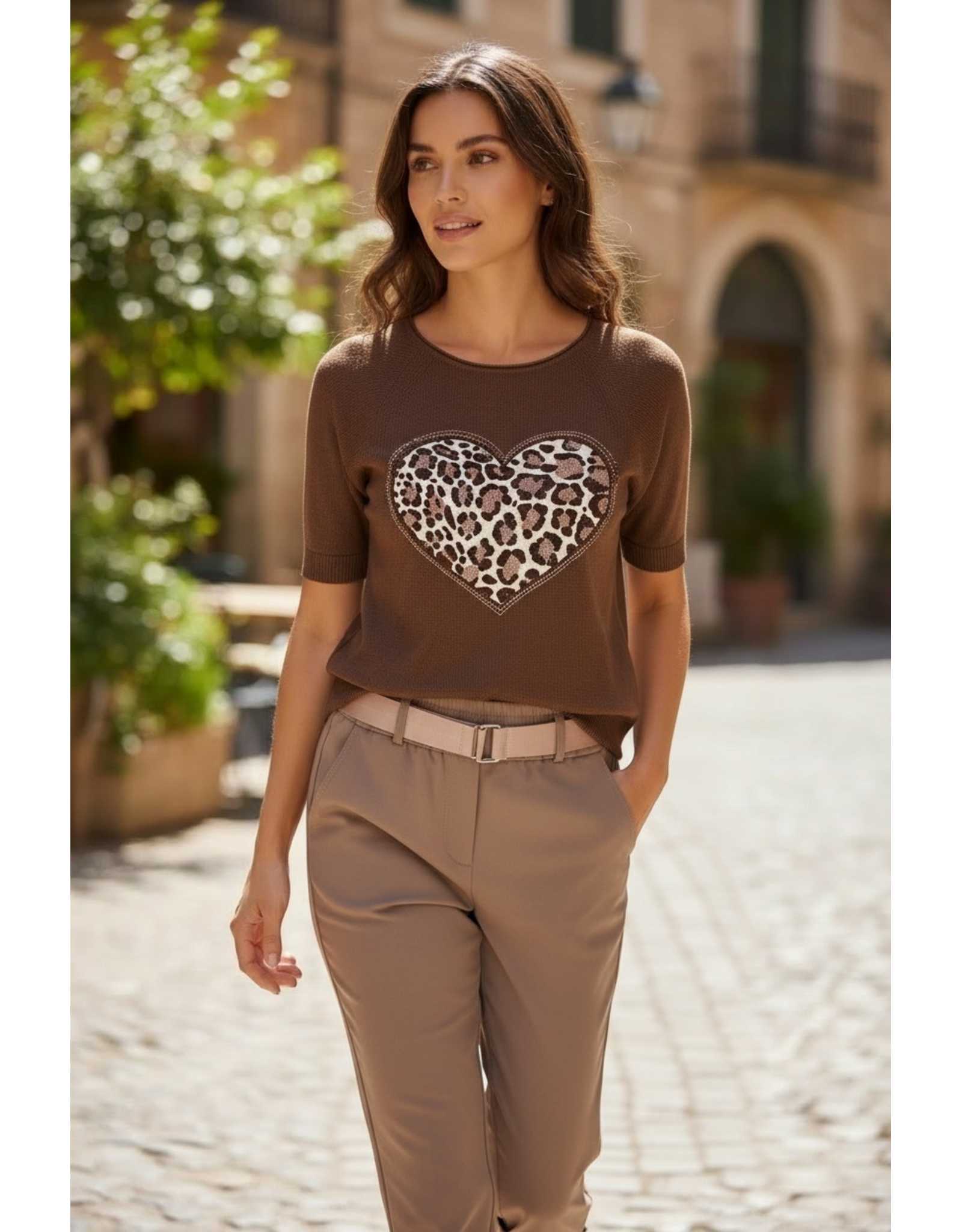 Italie Trui leopard bruin/hart