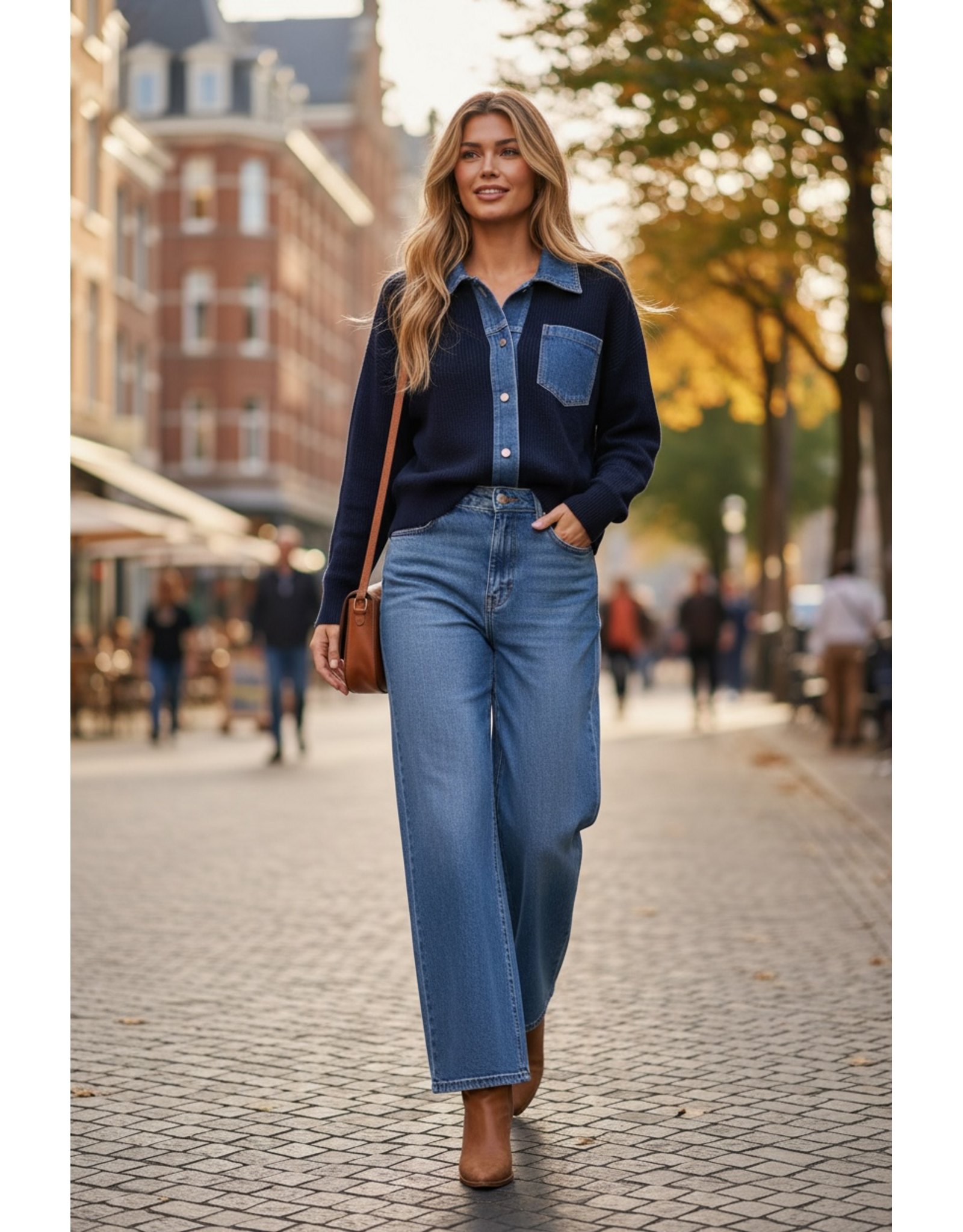 Italie Gilet Mila denim blauw