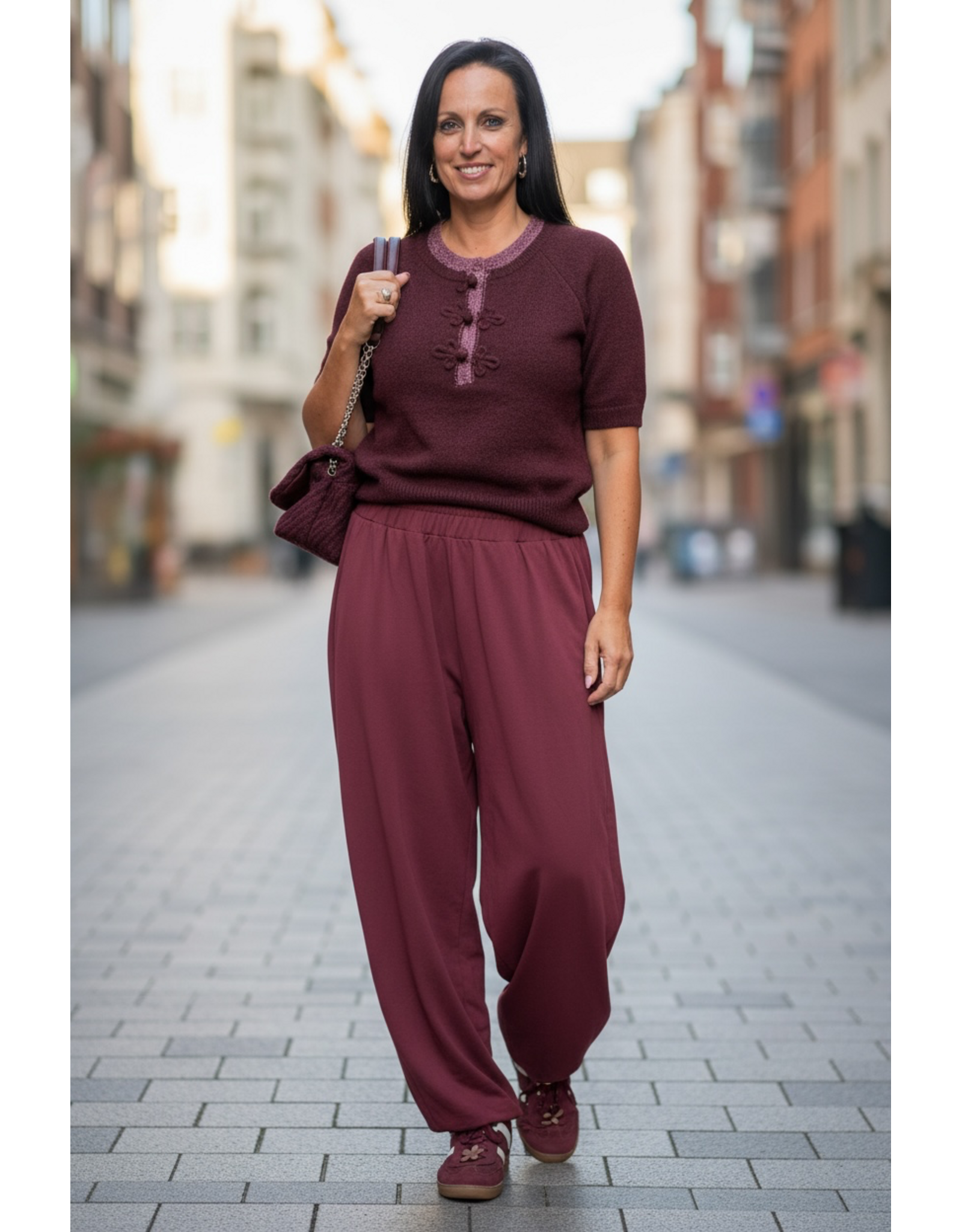 Italie Broek Burgundy balloon
